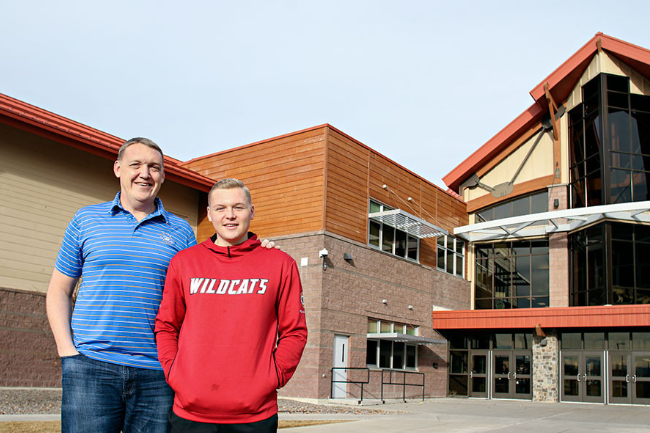 Dewey Michaels and his son Bryan, pictured at Glacier High School on Dec. 20, 2018. Greg Lindstrom | Flathead Beacon