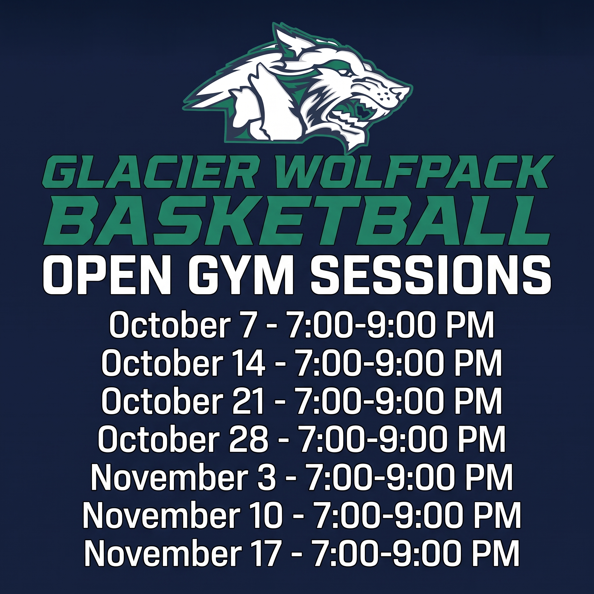 Glacier Wolfpack Basketball Fall 2026 open gyms